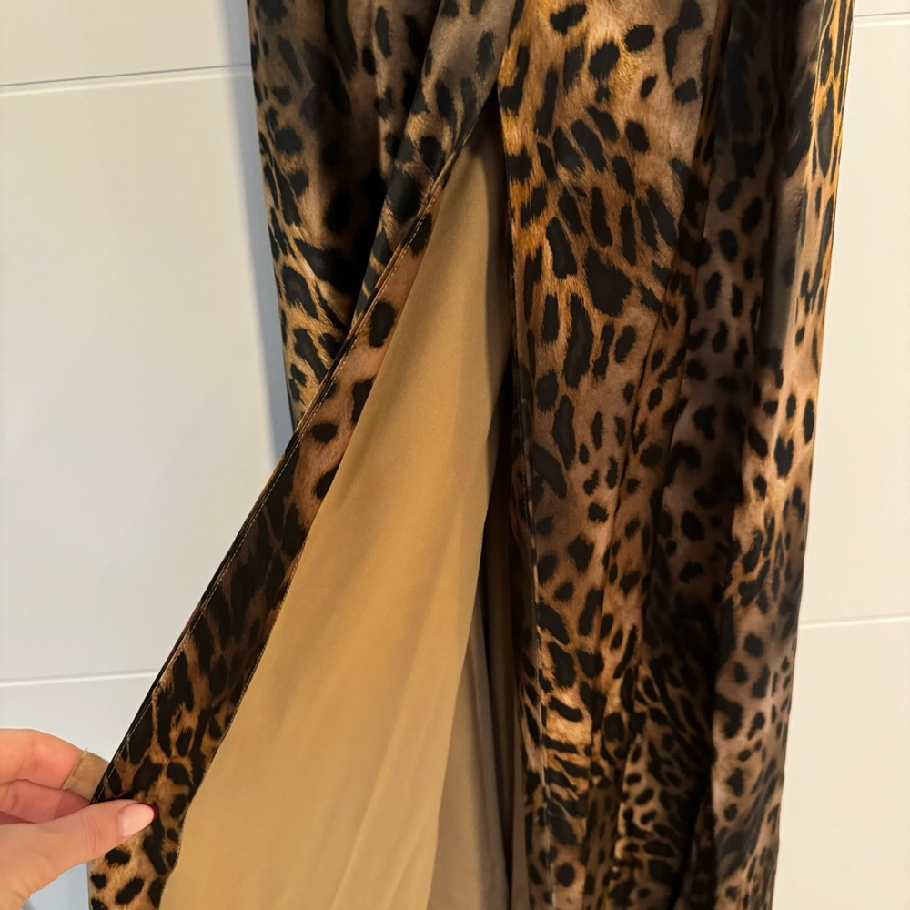 L'AGENCE Leopard Print Slip Maxi Dress in Brown and Black - Picture 4 of 9